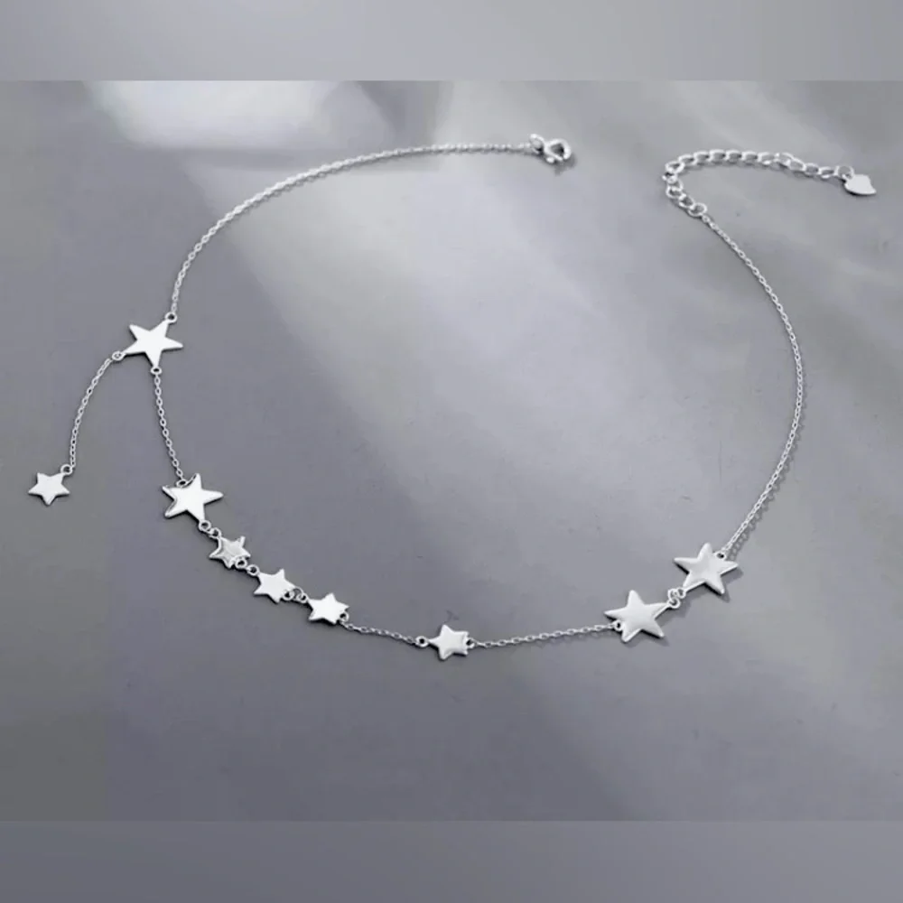 ๐ Silver Star Stars Necklace Choker - Picture 1 of 4